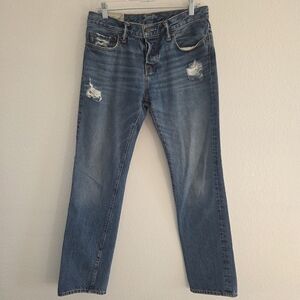 Abercrombie & Fitch Jeans 31W 32L Blue Slim Straight 5 Pockets Mens Button Fly